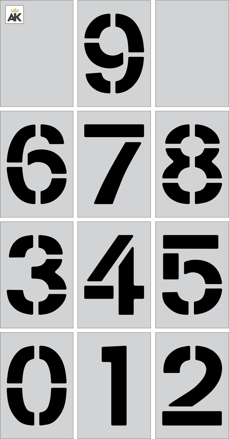 3 inch number kit for curbs stencil