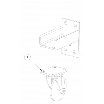 Caster Bracket with mounted Caster Sub-Assembly (Left)