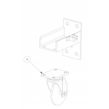 Caster Bracket with mounted Caster Sub-Assembly (Right)