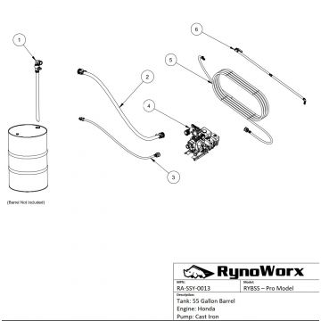 Barrel Spray System Parts  - Honda Engine, Cast Iron Pump