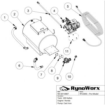 AK130 Spray System, Honda Engine, Cast Iron Pump Parts