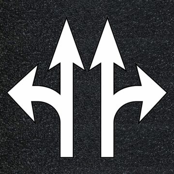 Preformed thermoplastic reversible combi arrow FHWA, 12'9" x 7'6", white marking on asphalt