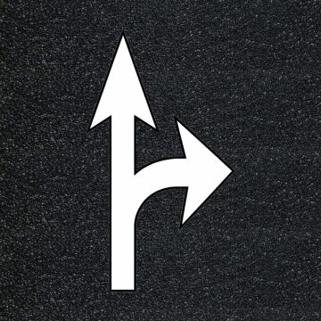 Preformed thermoplastic right combi arrow FHWA, 12'9" x 7'6", white marking on asphalt