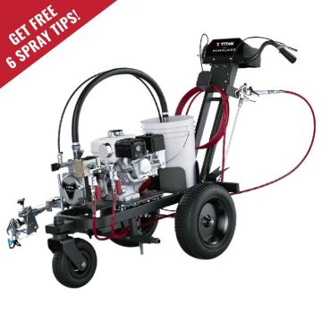 Titan PowrLiner PL3500S Striping Machine – Dual-gun airless line striping sprayer for parking lots, roads, and sports fields.