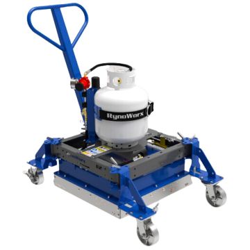 R2 Modular Mini Infrared Asphalt Heater with propane tank mounted and ready for operation (propane tank not included)