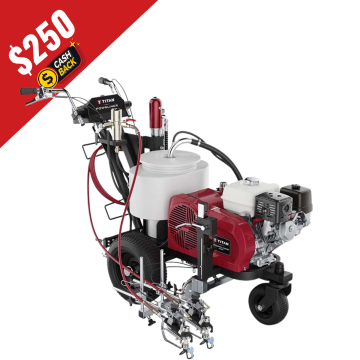 Titan PowrLiner 4955 Striping Machine with $500 Cash Back Promotion – Heavy-duty, high-output airless line striping sprayer for highways, parking lots, and sports fields.