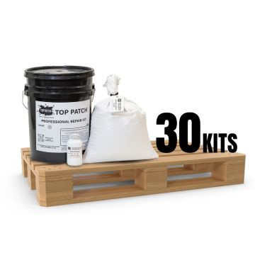Top Patch Full Pallet – 30 Professional Asphalt and Concrete Repair Kits with pre-mix, aggregate, and cure on pallet


