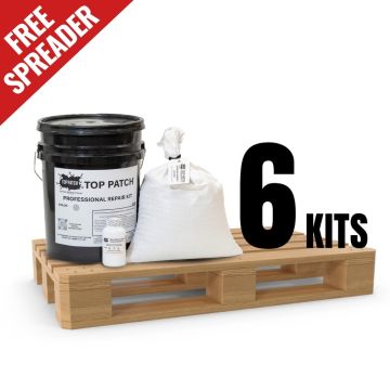 Top Patch Contractor Pavement Repair Kit – 6 Kits of Asphalt and Concrete Repair on a Pallet with free spreader