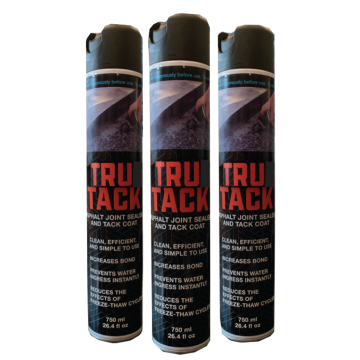 Tru Tack Cold Joint Sealer and Tack Coat – three 750mL aerosol cans for asphalt adhesion.