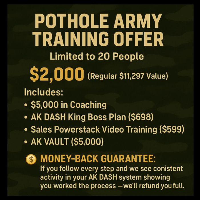 Pothole Army Training Cohort main product photo