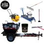 Enterprise Pothole Hunting Package pothole repair equipment package with Falcon 2 ton hot box trailer, R4 infrared asphalt repair equipment, plate compactor, asphalt rake, tamper, millings rejuvenator, and asphalt lute'
