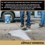 Contractor compacting HP Concrete Cold Patch with a tamper on a repaired concrete surface. Product benefits displayed above.'