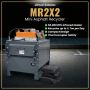 MR2X2 Mini Asphalt Recycler with benefits listed: 50,000 BTU heater, half-ton recycling capacity, compact design, and thermocoupler safety'