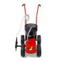 Front view of EcoLiner Standard battery powered field striper with four-wheel stance'