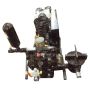 Closeup of 5 HP Honda GX160 sealcoat sprayer showing diaphragm pump, filter and outlet'