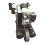 Rear view of 5 HP Honda GX160 portable sealcoat sprayer with wheel and frame'