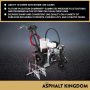 Titan PowrLiner 5500 Line Striping Machine displayed on asphalt with benefits listed'
