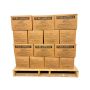 Front view of Pure Asphalt Mastic PL oil-jacketed mastic asphalt sealant, 56 boxes on wooden pallet
'