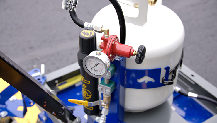 Infared Asphalt Heater has a pressure gage to keep you safe.