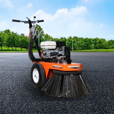 Brooms and sweepers for parking lots and asphalt surface prep